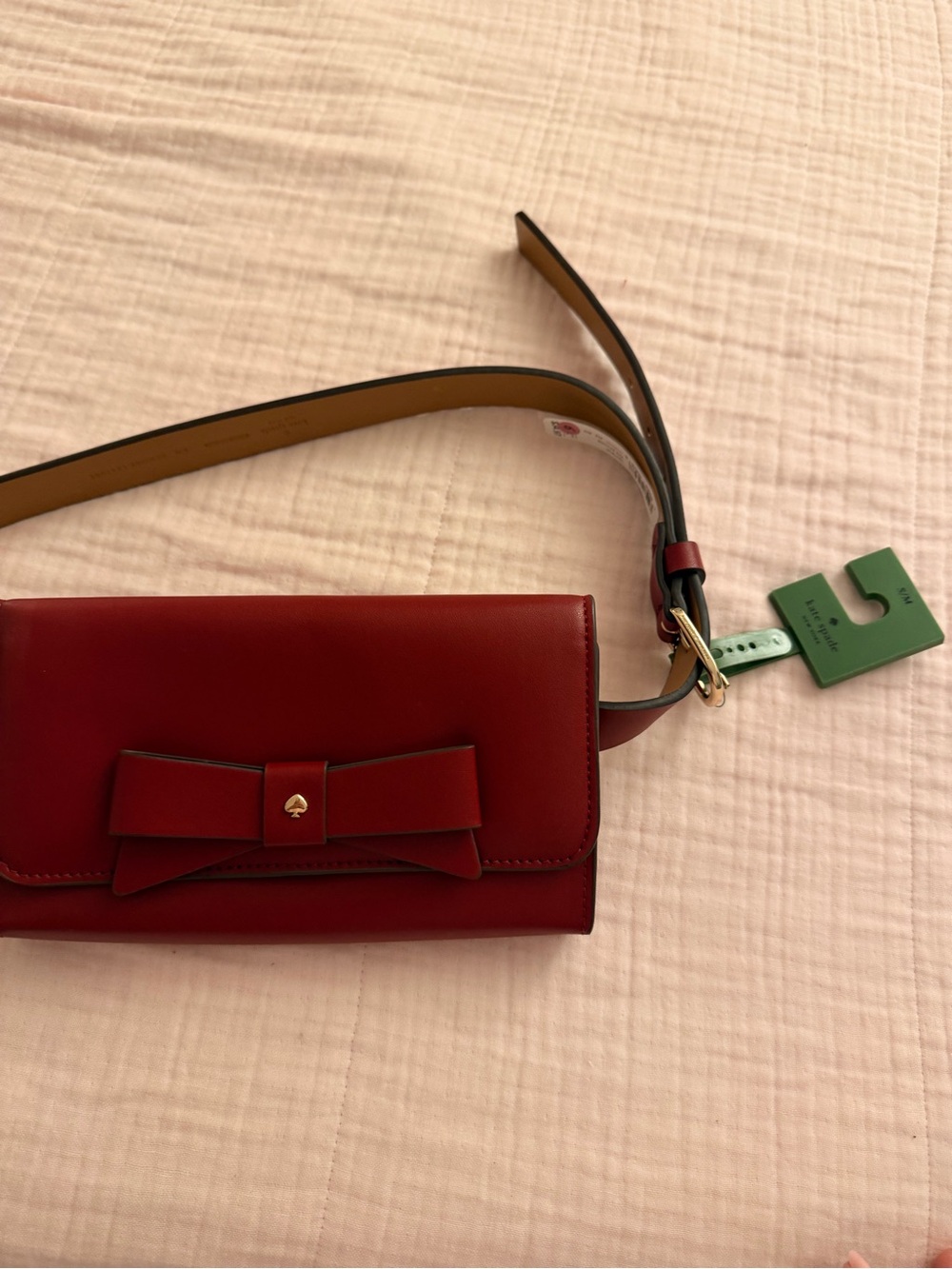kate spade red leather bow crossbody belt bag